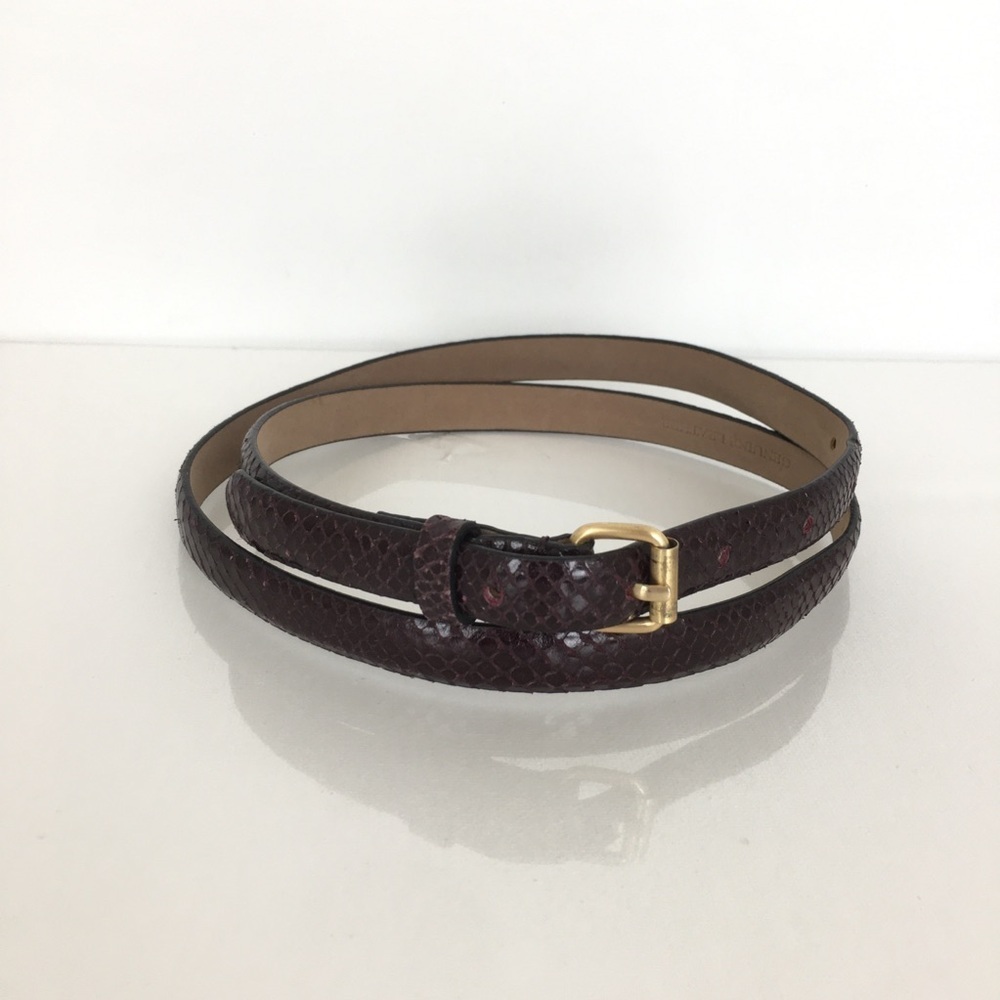 Ann Taylor Thin Snakeskin Belt Maroon Genuine Leather Women’s Size Medium